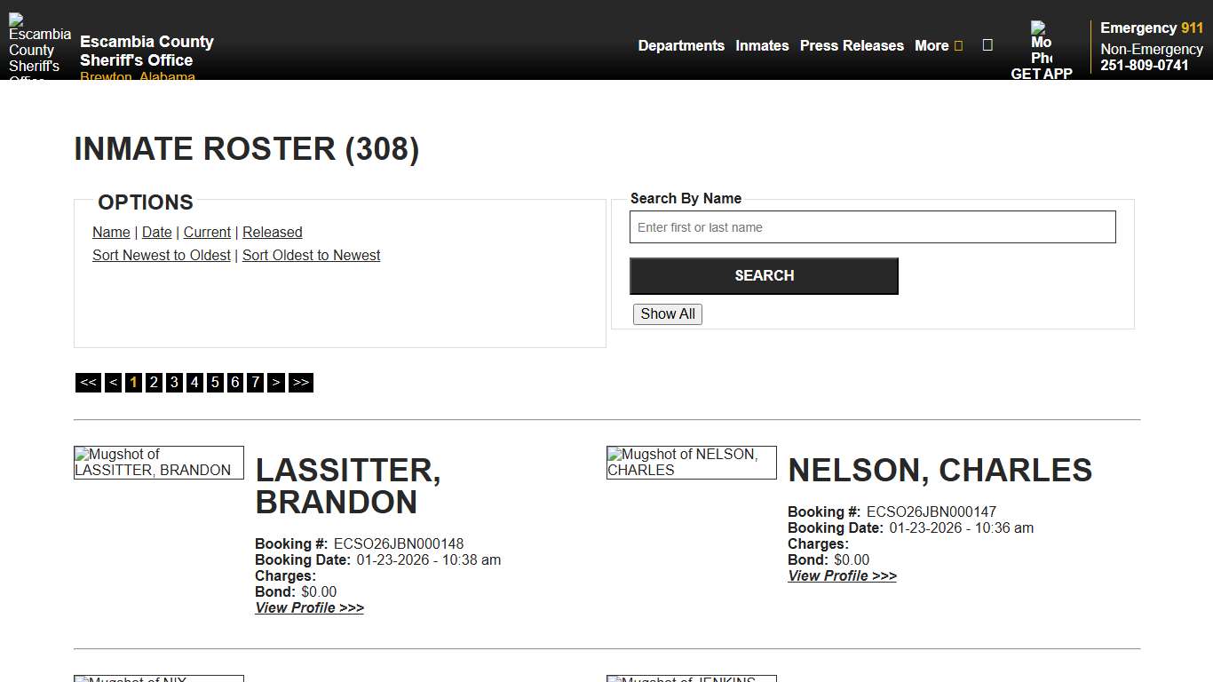 Inmate Roster - Current Inmates Booking Date Descending - Escambia County Sheriff, AL